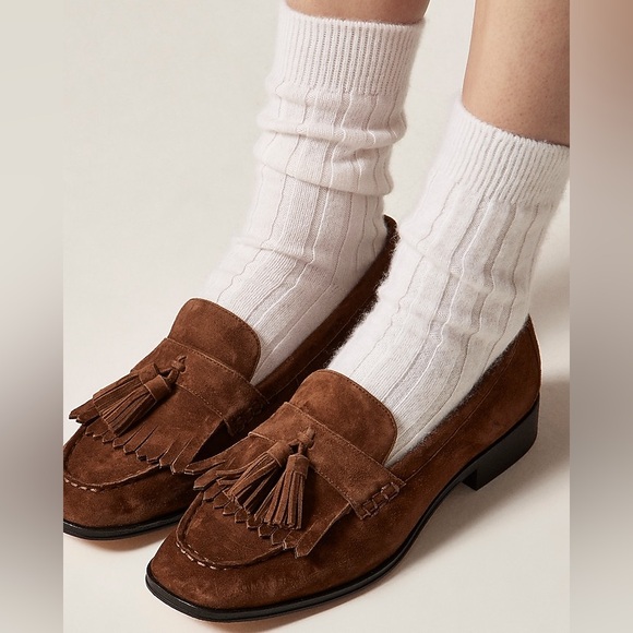 J. Crew Suede Maison Tassel Loafers in Walnut Brown Size 7 - Picture 4 of 13